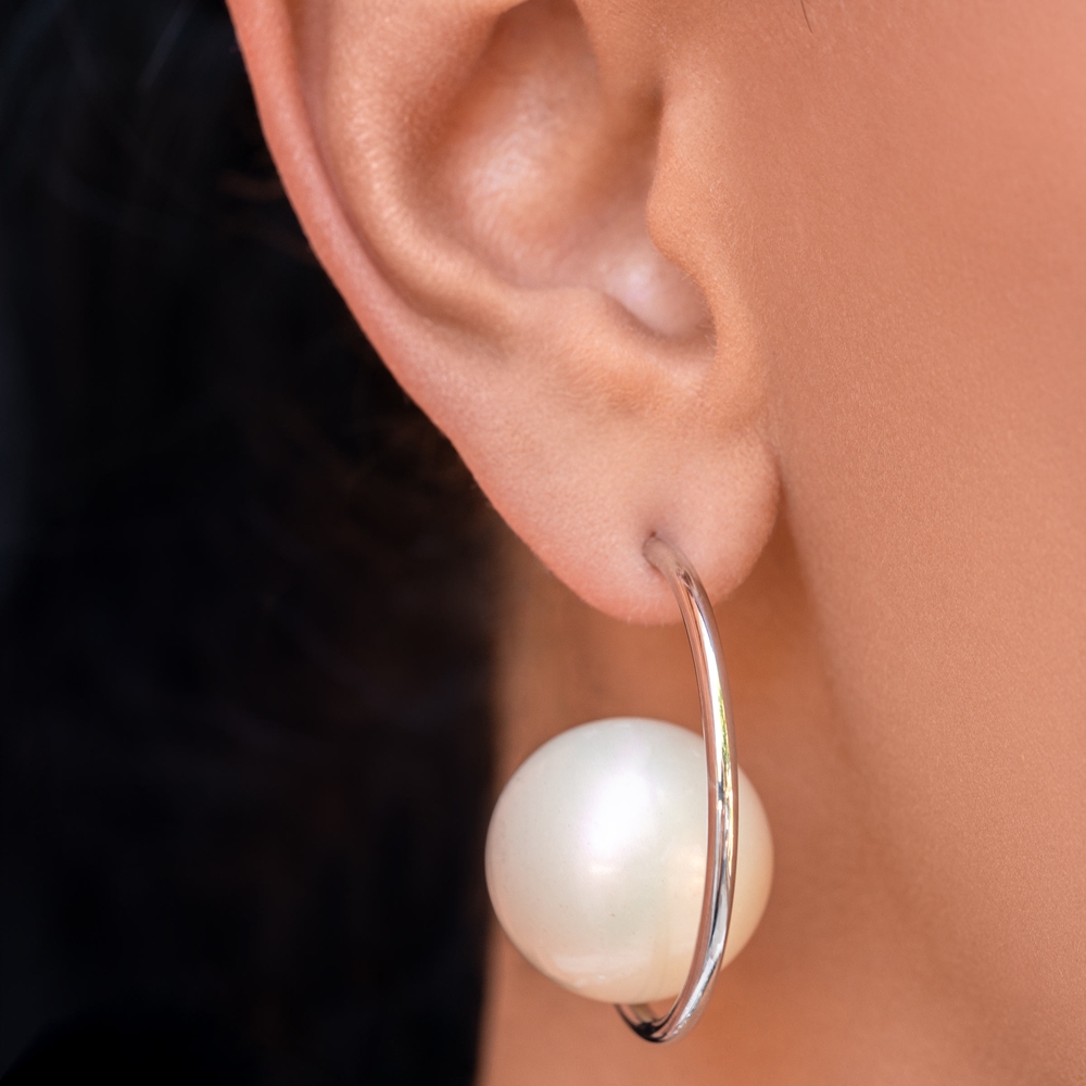 Paparazzi Silver Hoop Earrings with Pearl Accent Tailored Taste Fashion Jewels